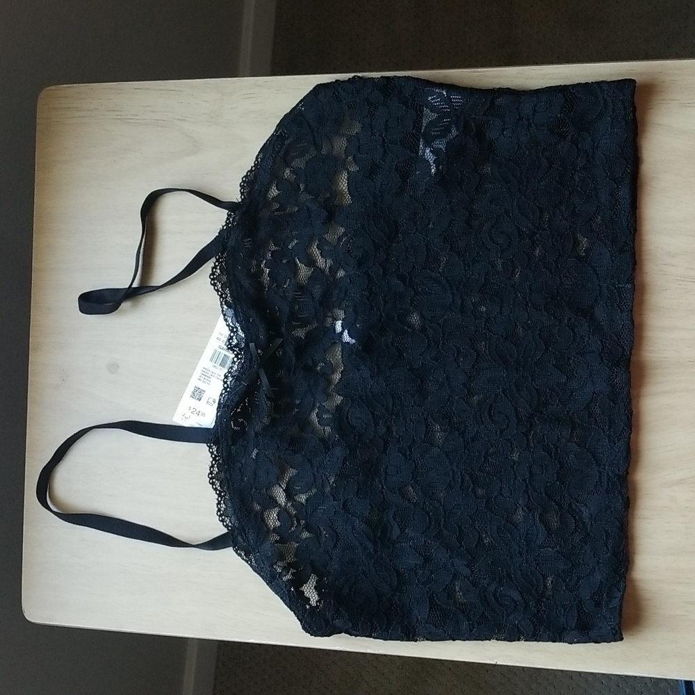 NWT Garage Black Sheer Lace Top Sz Small